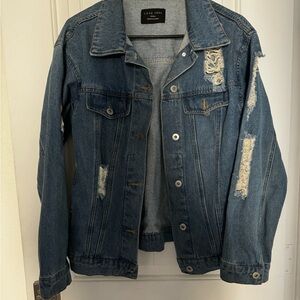 Love Tree Blue Distressed Jacket